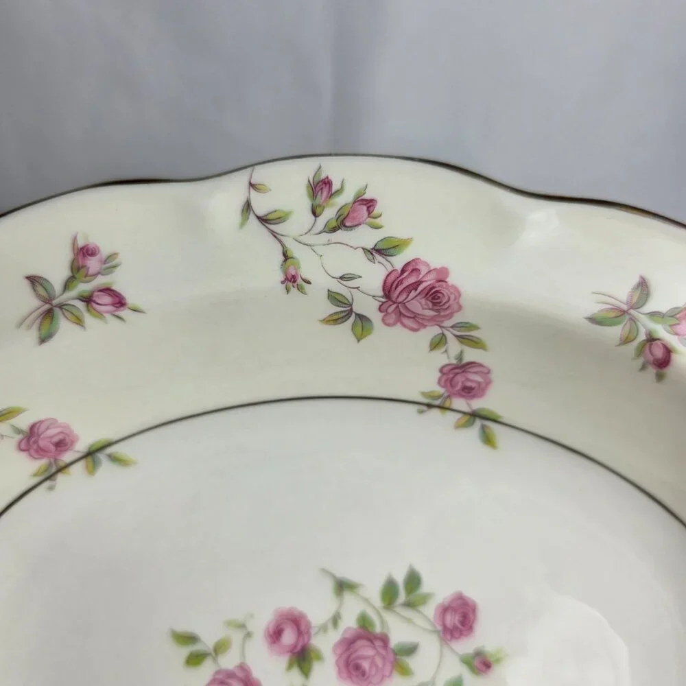 Theodore Haviland Delaware New York Oval Serving Bowl Ivory with Pink Roses
